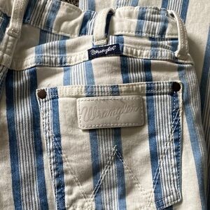 Wrangler white and Blue Striped Denim flare leg